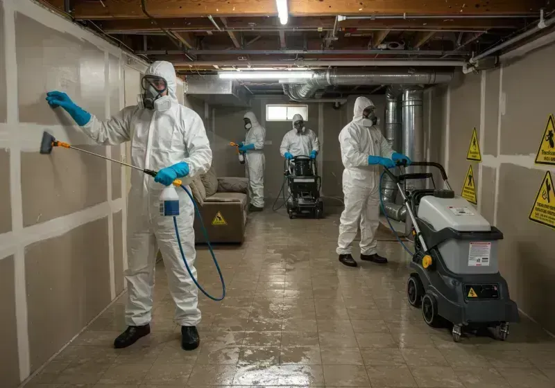 Basement Moisture Removal and Structural Drying process in Mount Pulaski, IL